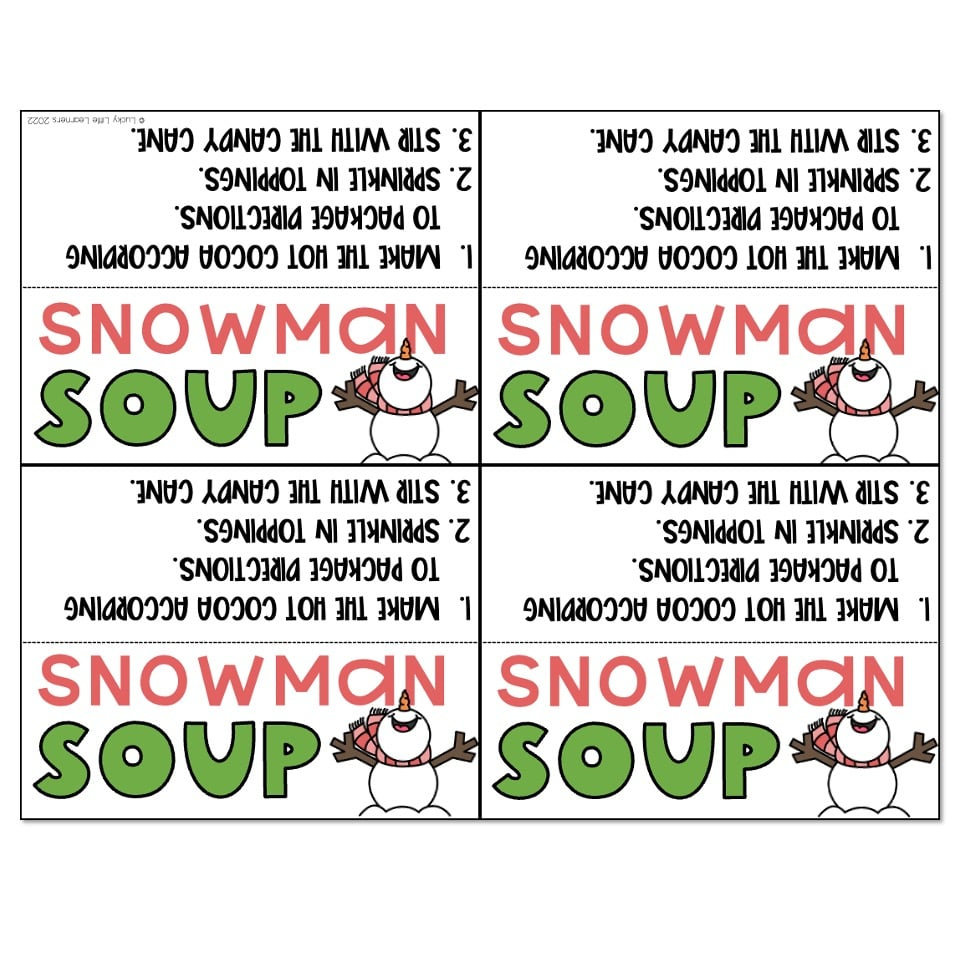 Snowman Soup Tag - Lucky Little Learners regarding Snowman Soup Printable Tags