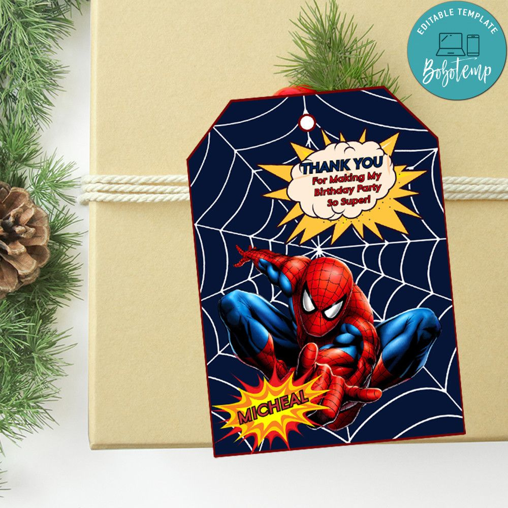 Spiderman Thank You Tag Template To Print At Home | Bobotemp within Spiderman Thank You Cards Printable Free