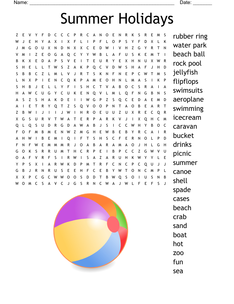 Summer Holidays Word Search - Wordmint pertaining to Holidays Word Search Printable