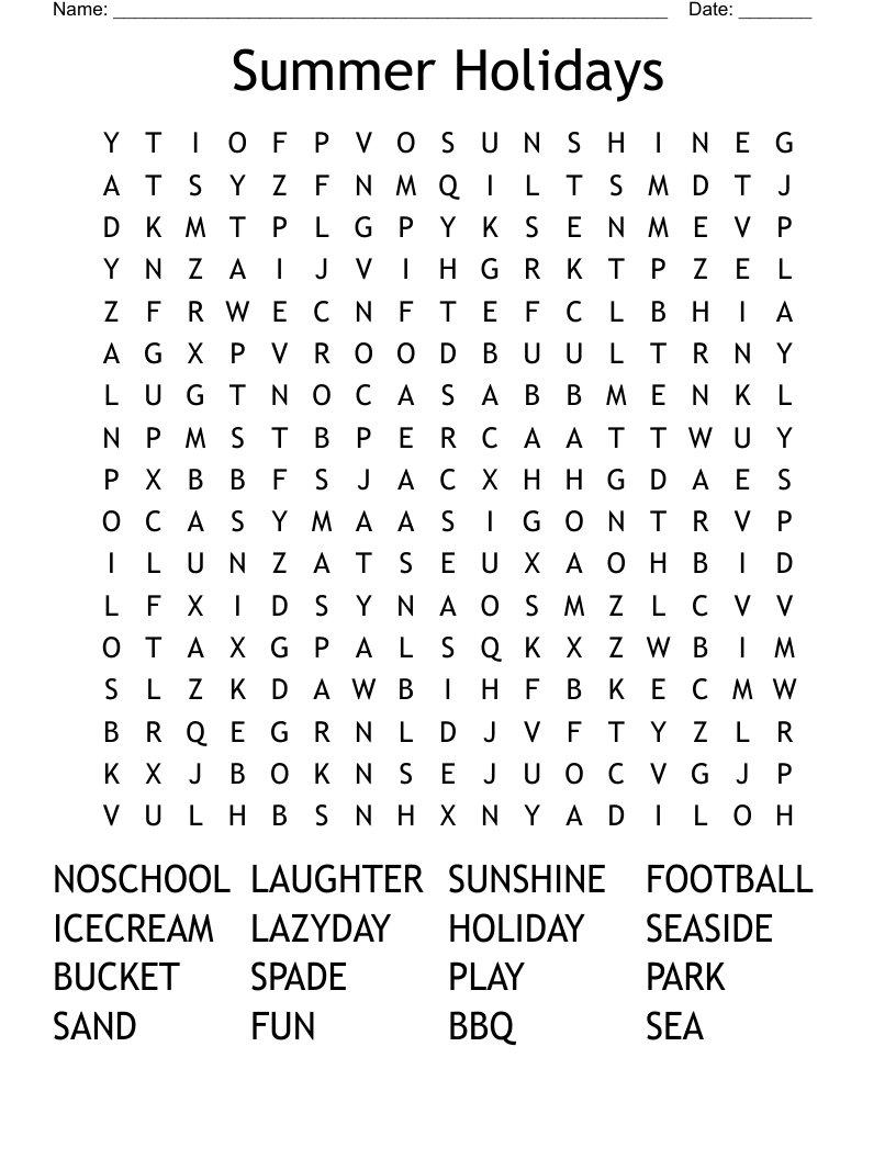 Summer Holidays Word Search - Wordmint pertaining to Summer Holiday Word Search Printable Free