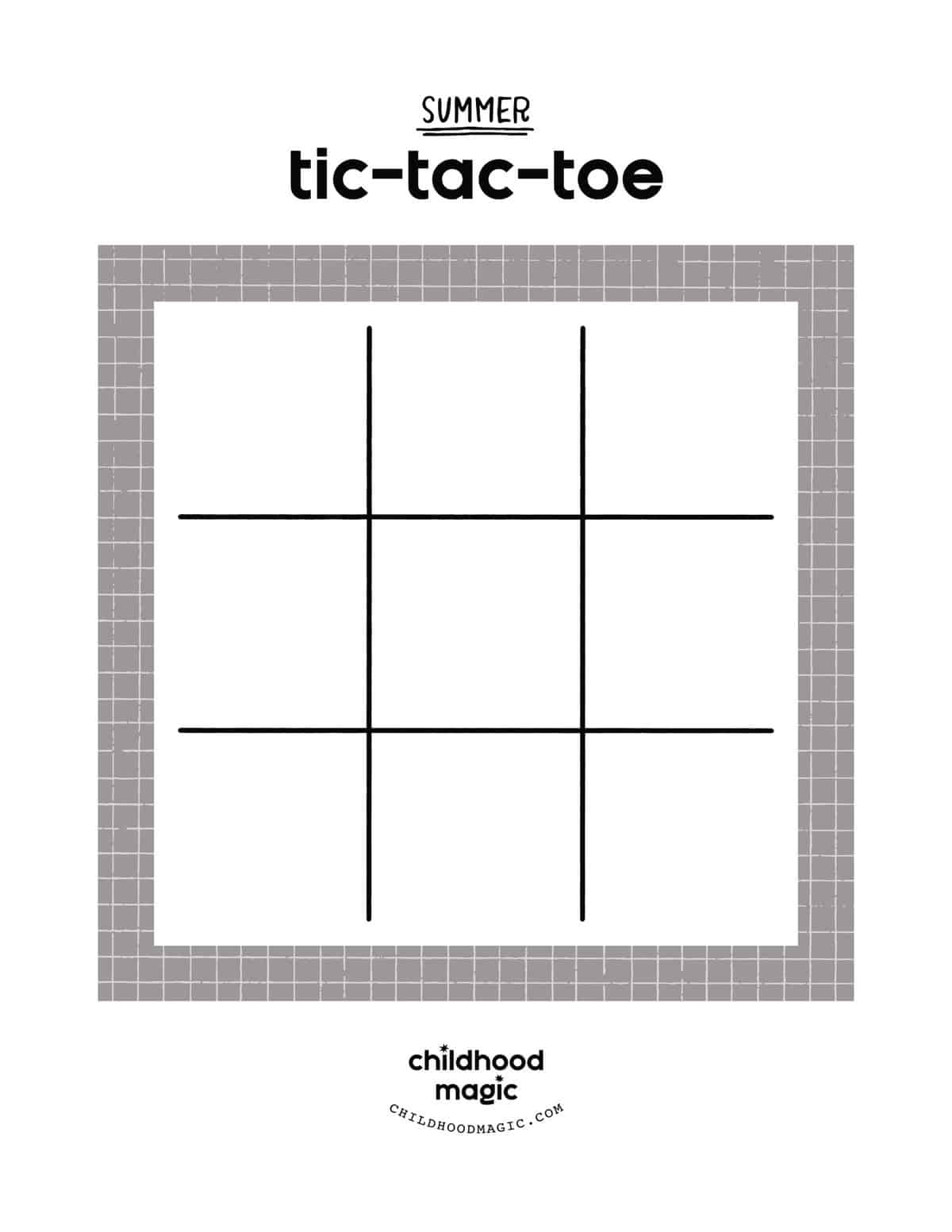 Summer Tic-Tac-Toe - Childhood Magic with Free Printable Tic Tac Toe Game