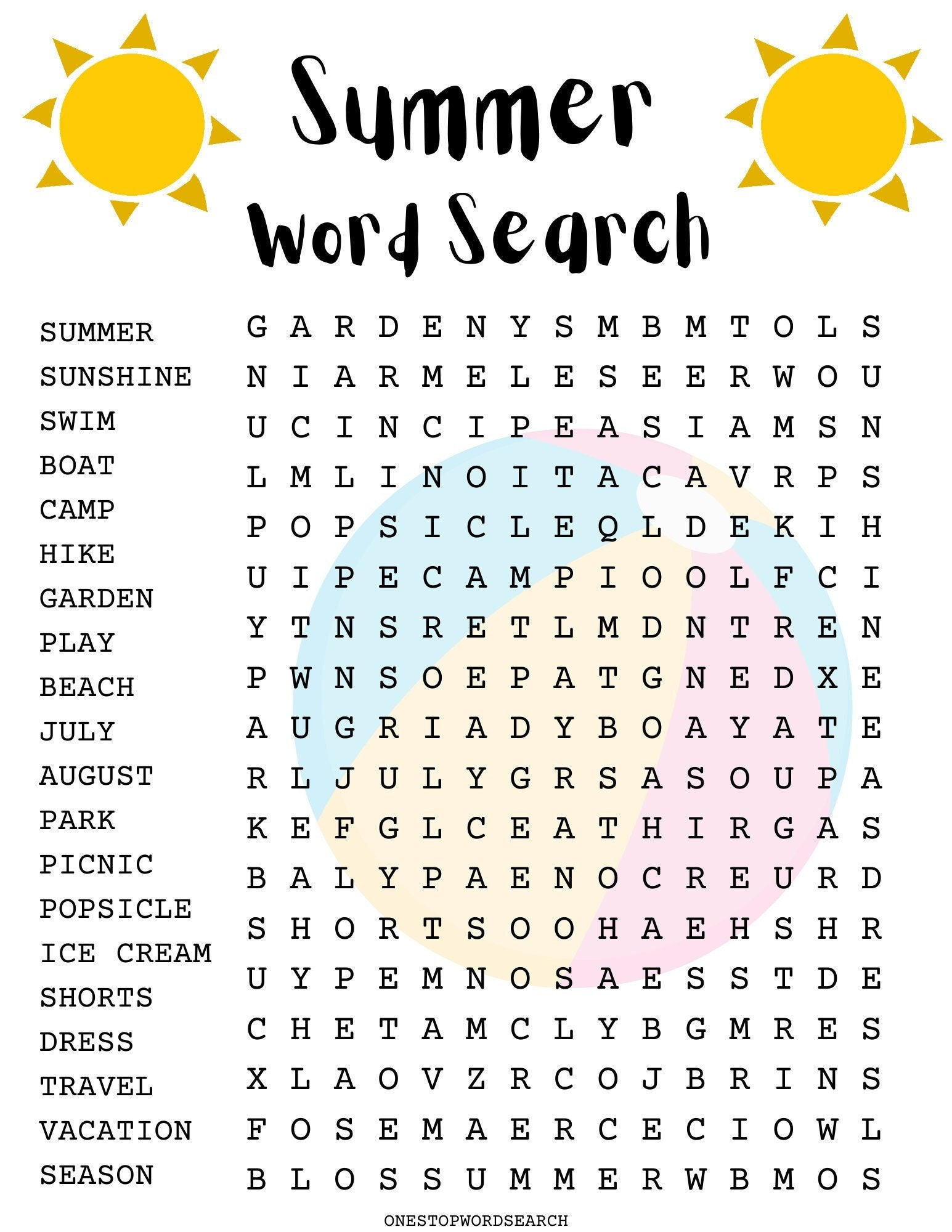 Summer Word Search Puzzle With Answer Sheet| Seasonal Games pertaining to Summer Holiday Word Search Printable