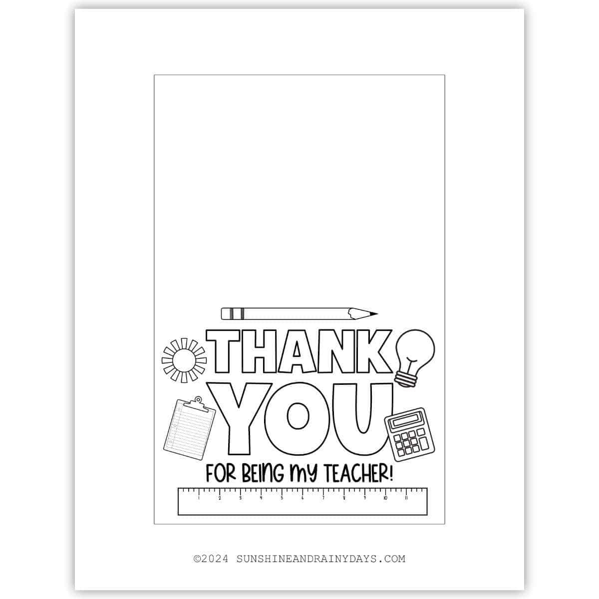 Teacher Appreciation Cards To Color - Sunshine And Rainy Days within Color In Thank You Cards Printable
