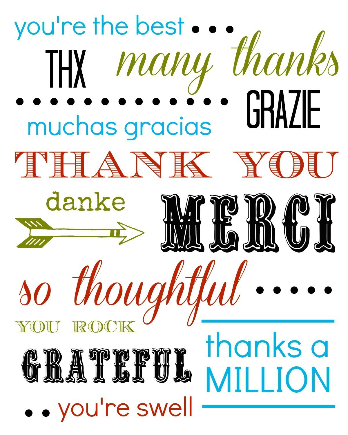 Thank You Card Free Printable intended for Downloadable Printable Thank You Cards