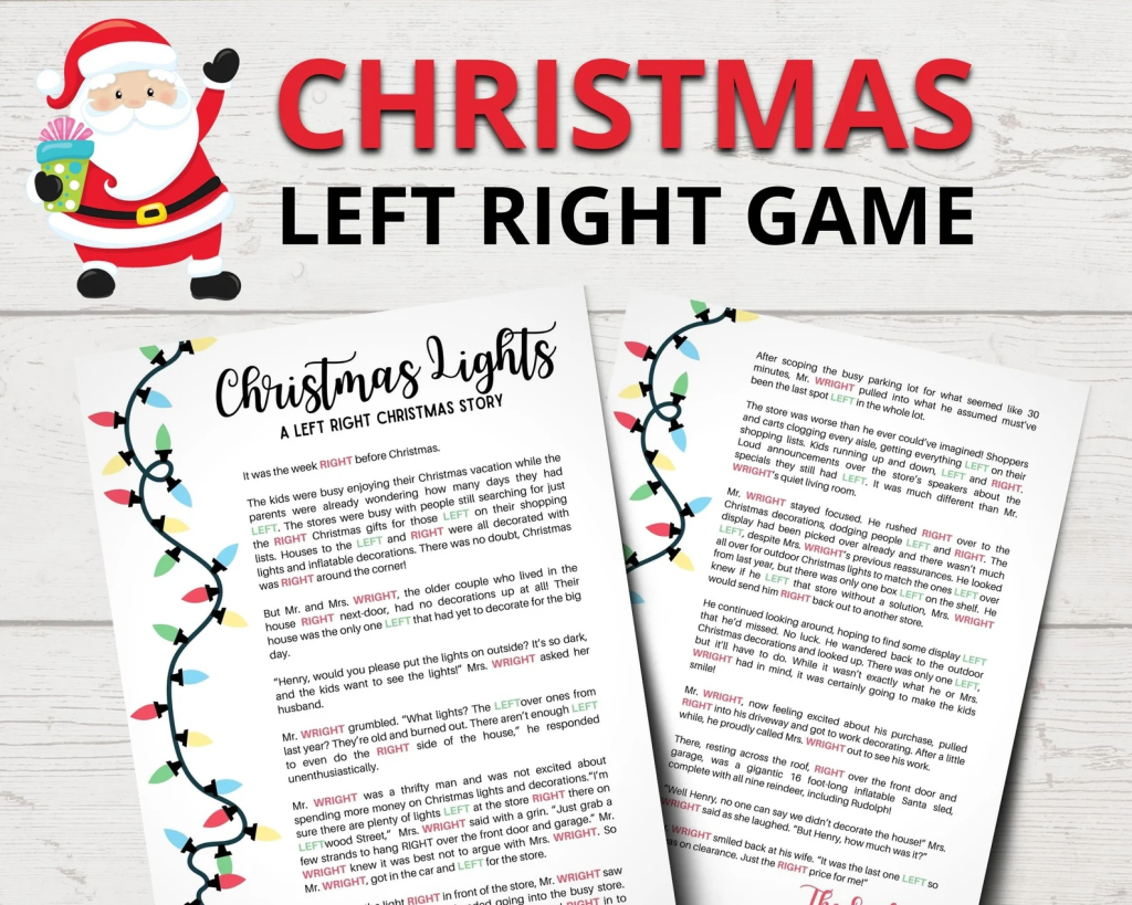 Twas The Night Before Christmas Left Right Game for Twas The Night Before Christmas Left Right Game Free Printable