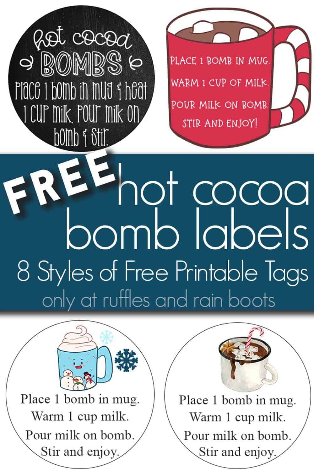 Use These [Free Printable] Hot Cocoa Bomb Labels For Gift Giving! within Free Printable Hot Cocoa Bomb Tags Christmas