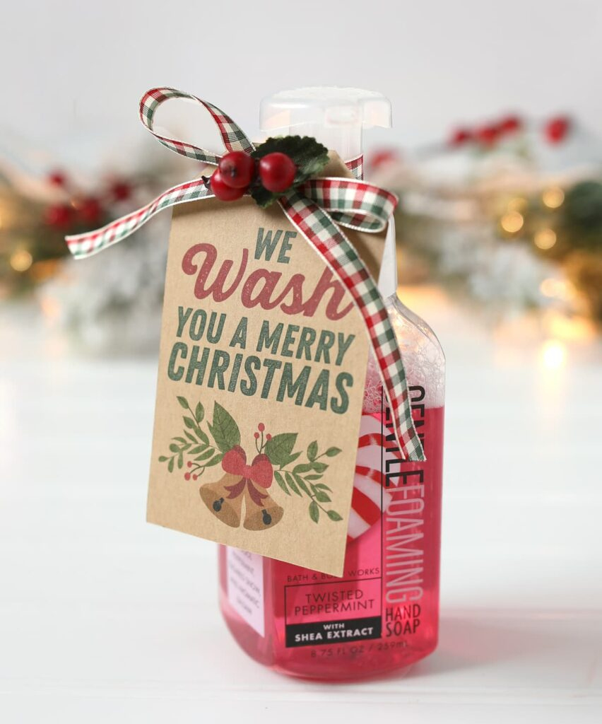 We Wash You A Merry Christmas Gift Idea And Printable Tag with Hand Soap Christmas Gift Tags Free Printable