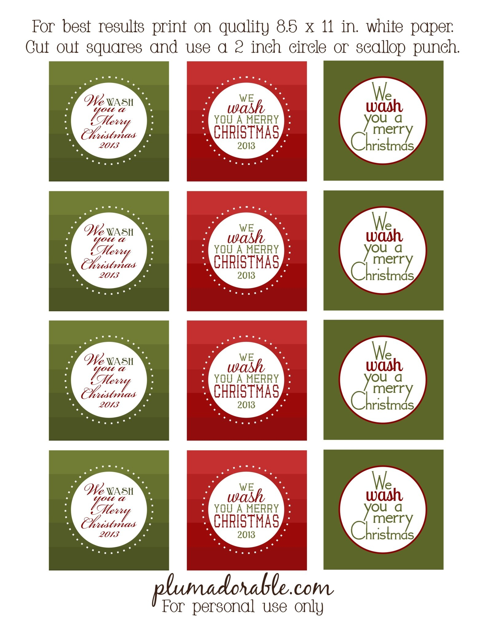 We Wash You A Merry Christmas! (Printable Tags) - The Frugal Girls with We Wash You A Merry Christmas Printable Tags