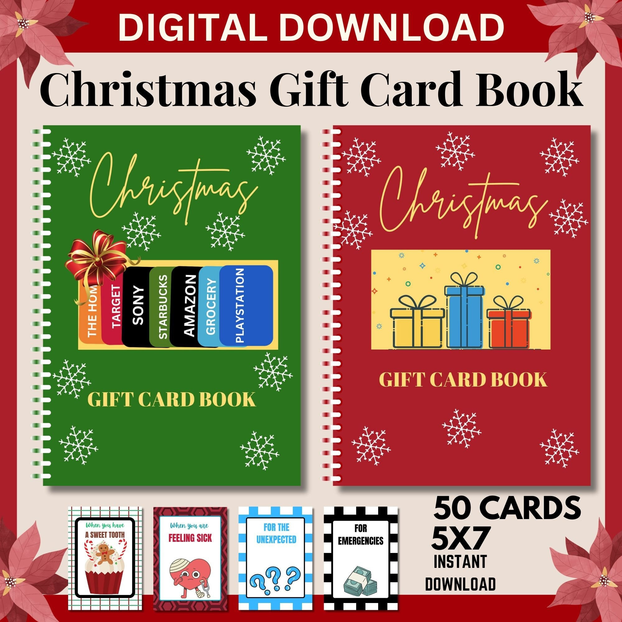 Weihnachtsgeschenkkartenbuch, Druckbares Weihnachtsgeschenk Für for 50 Gift Card Amazon Christmas Printable