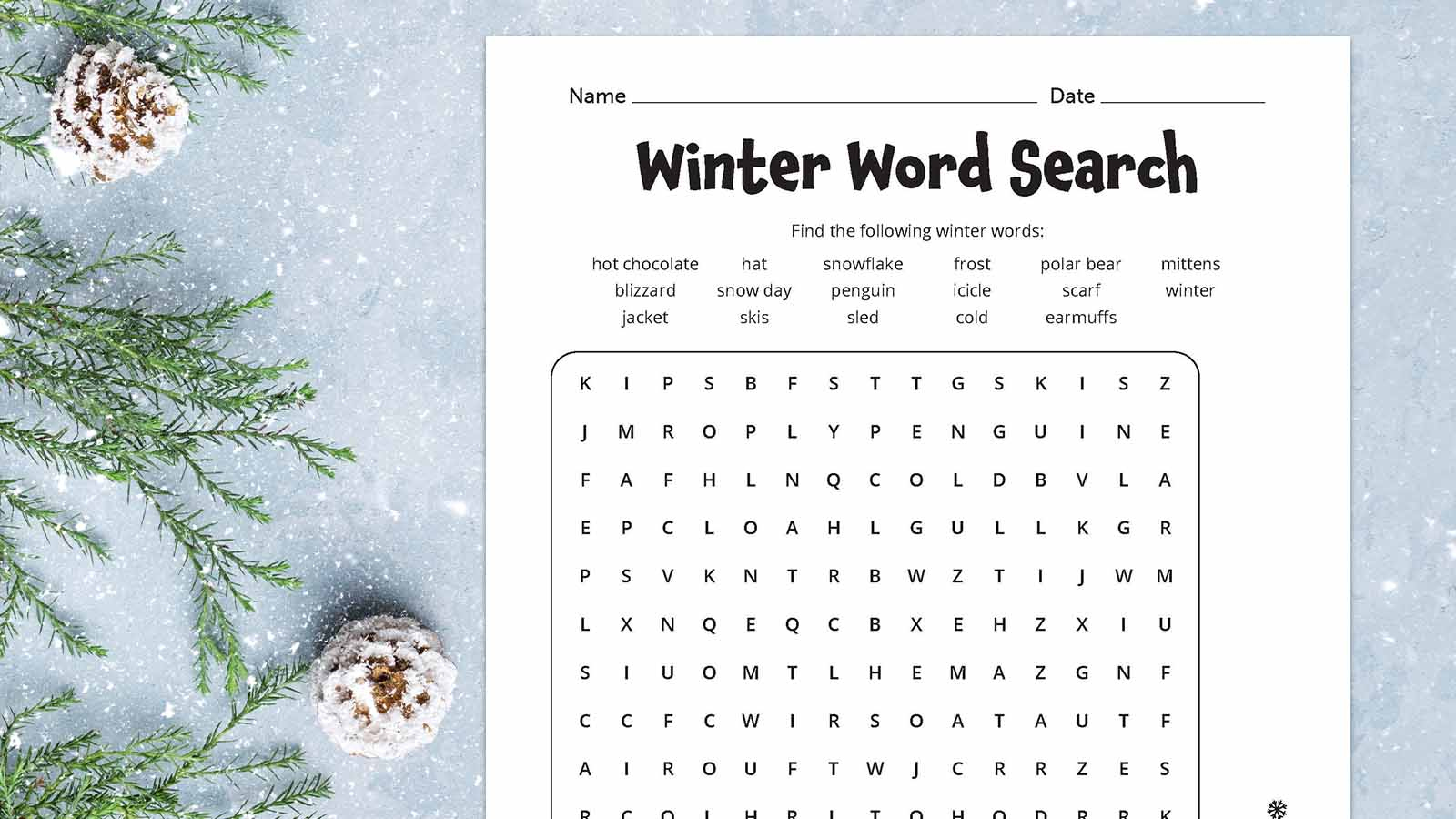 Winter Word Search: Free Printable Worksheet Plus Answer Key within Winter Holiday Word Search Printable